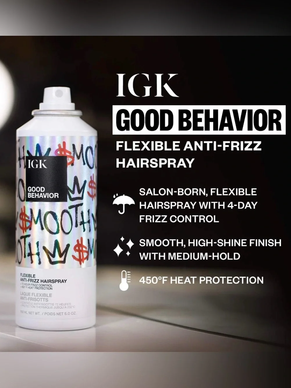 Lot of 3 IGK Good Behavior Anti-Frizz Hairspray~Deluxe Travel Size~1.8oz x3~$48
